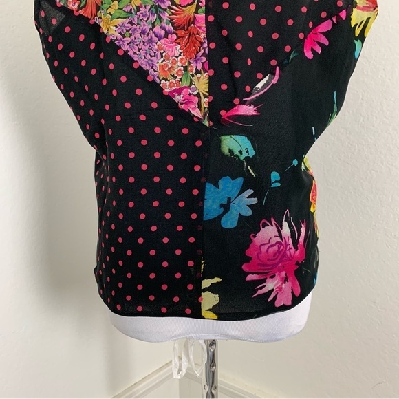 Spenser Jeremy Multicolor 100% Silk Top Women’s L Patchwork Funky Colorful Art - Picture 12 of 15